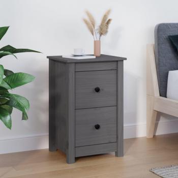 Pinho Maciço VidaXL – Mesa de Cabeceira 40x35x61,5 cm (Cinza)