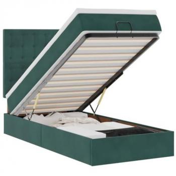 Cama Otomana Terciopelo Verde Oscuro: Estructura + Colchón – vidaXL