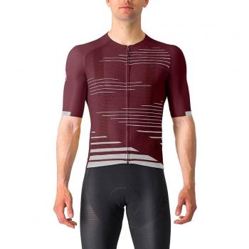 Maglia Castelli Climber's 4.0 Bordeax Argento Manica Corta Rosso Corsa L