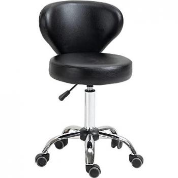 Homcom Tabouret de massage réglable pivotant avec dossier métal chromé noir Noir 45x88x47cm