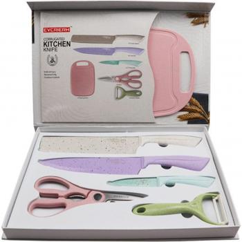 Cuchillos de cocina inox de 7 piezas con hoja afilada y colorida