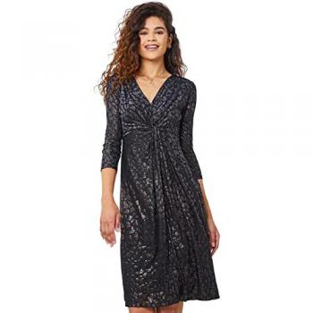 Black Leopard Twirl Wrap Gown – UK 10