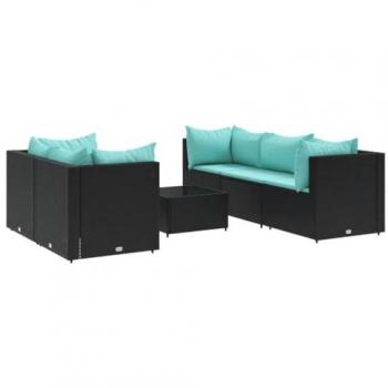 Set salon de jardin noir, résine tressée, 6 pièces