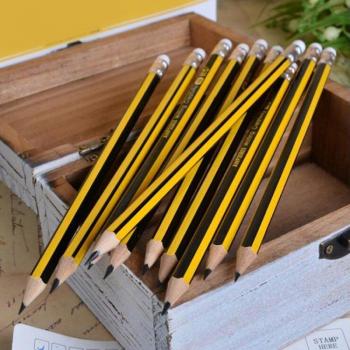 3 Pack Yellow Black Stripe HB Pencils with Eraser for School