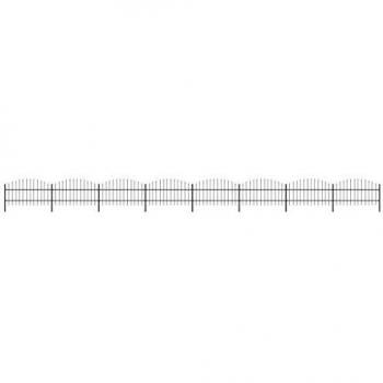 VidaXL Recinzione Giardino con Punte in Acciaio, (0,75-1)x13,6 m, Nera