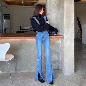 Jeans Fines CHIC SHIJIA Azul con Corte Rasgado