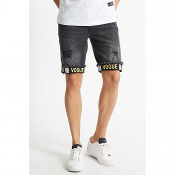 Pantalones Cortos Capri Negros Rasgados para Hombre