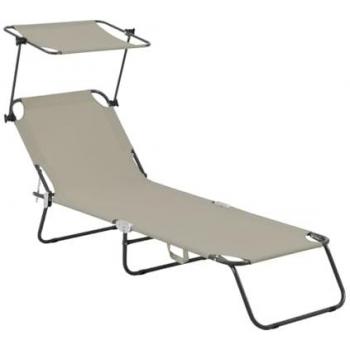 Tortora Lettino Solare Pieghevole Lazy con Parasole