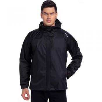 Veste imperméable avec capuche et poche pour hommes et femmes (Noir, L)