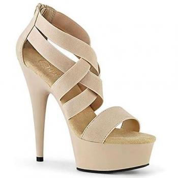 Pleaser DELIGHT-669 Nude Gummiband-Kunstleder/Nude Matt UK 7 (EU 40)