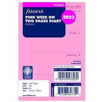 Semaine Poche Filofax 2022 – Recharge Rose à Deux Pages