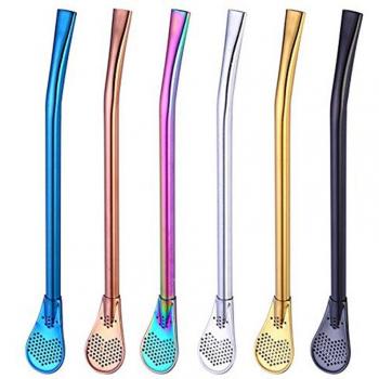 Reusable Filter Spoon Straws, 6pcs Stainless Steel Set