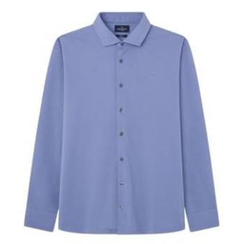 Camisa de Algodón Hackett Ls con Logo Azul