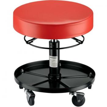 Tabouret mécanicien réglable 150 kg – Wiltec, acier, 5 roulettes 360°, siège d’atelier ajustable