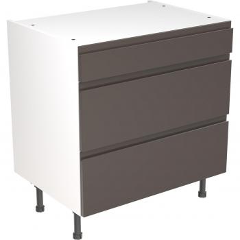 Flatpack Kitchen 3 Drawer Base Unit J-Pull Super Gloss Graphite 800mm