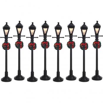 LEMAX accessori villaggio di Natale set 8 lampade a gas H10.5cm
