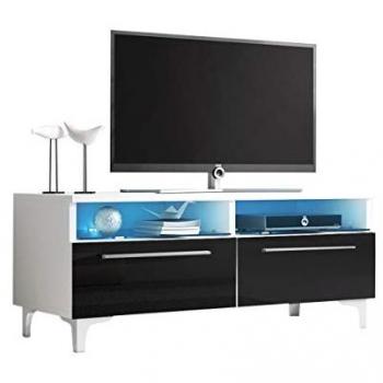Mueble TV Nashville 116 LED, Negro Brillante y Mate Blanco, 100x45x46cm