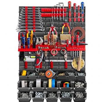 KADAX Heavy‑Duty Wall Shelf Kit – 58 × 78 cm, 38 Panels, Red/Black