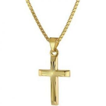 Trendor 39520 Gold Halskette mit Kreuz für Kinder 333/8 Karat