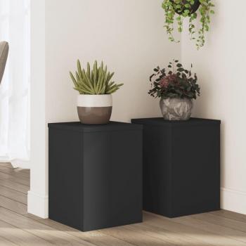 Soporte de Plantas Madera Ingeniería Negro 25×25×35 cm