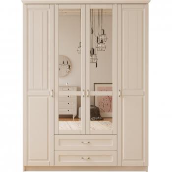 Charlotte White Mirrored Wardrobe with 4 Doors and 2 Drawers