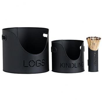 Hill Interiors Black Finish Logs and Kindling Holder