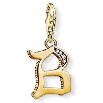 Charm letra B de plata con baño de oro de 18K