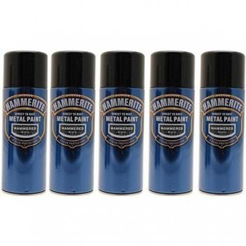 Hammerite Industrial Black Metal Spray Coating – 5 × 400 mL Aerosol Tins