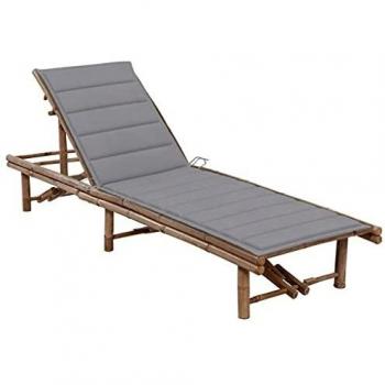 Chaise Longue de Jardin en Bambou avec Coussin