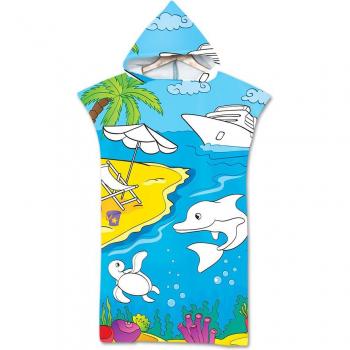 Hooded Swim Cover-Up with Sea Animals