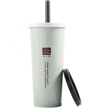 Taza Práctica con Pajita de Trigo