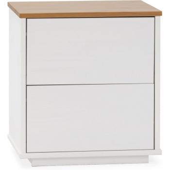 Comodino Bob 2 Cassetti Bianco/Rovere, Design in Legno Massello
