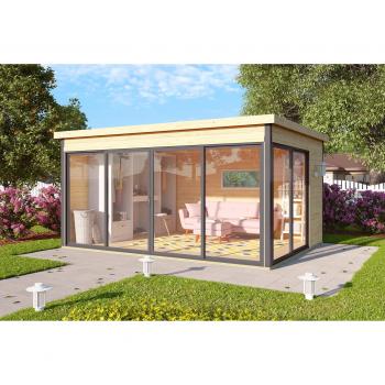 LASITA MAJA Gartenhaus »DOMEO 4 NATUR/ANTHRAZIT«, (Set), Fundamentmass 4180 x 3219