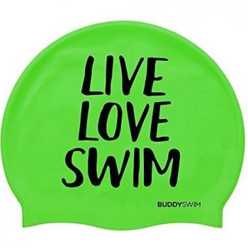 Gorro de natación de silicona BuddySwim Live Love Swim Verde