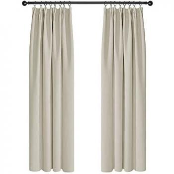 Deconovo Pencil Pleat Thermal Blackout Curtains 66 x 90 Inch Light Beige 2 Panels