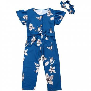 Salopette à Volants et Motif Floral pour Enfant