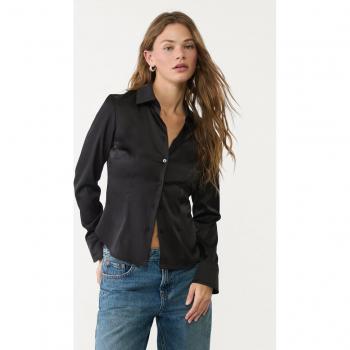 Satinata Fitted Camicia Nero S di Stradivarius