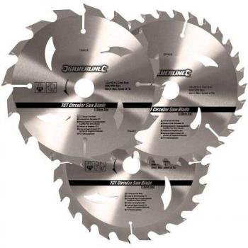 Kit de 3 Discos Abrasivos TCT Silverline 704410 – Sierra Circular (16, 24, 30 dientes)