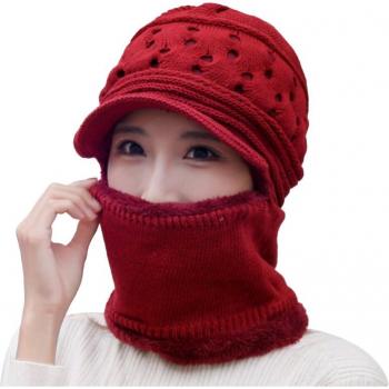 Ladies Windproof Plush Earmuffs Hooded Scarf