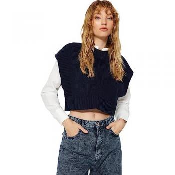 Rundhals-Crop-Pullover für Damen