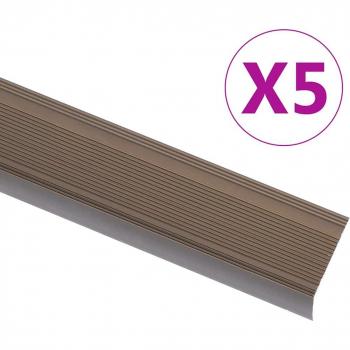 Stair Safety Nosings L-Shape 5 pcs Aluminium 100 cm Brown