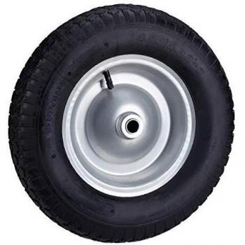 Ruota per Carriola Pneumatica 4.80-4.00-8 con Cerchione in Acciaio e Valvola, Capacità 120 kg, Nero