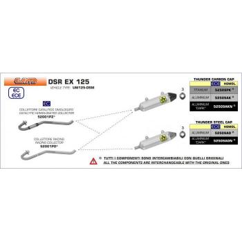 Silenciador Arrow Thunder Dark homologado para UM DSR 125 EX
