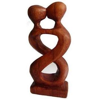 Abstrakte Holzstatue Afrika Asia Handarbeit Deko Zweisam Größe 20 cm
