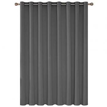 Deconovo Super Soft Window Treatment Eyelet Thermal Insulated Wide Width Blackout Curtain for Kidsroom 100 x 95 Inch Light Grey 1 Panel