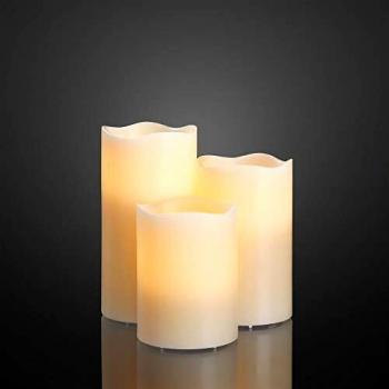 Hellum LED-Wachskerzen, 3er Set, weiß