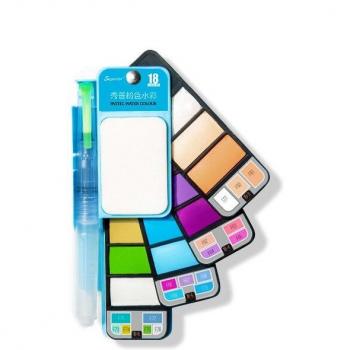 Portable Solid Watercolor Pigment Set with Brush Pen