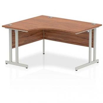 Impulse 1400mm Left Crescent Desk Walnut Top Silver Cantilever Leg