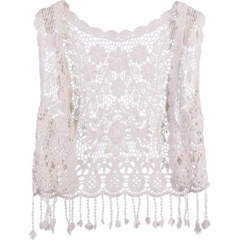 Veste gilet glands en dentelle, haut ajouré crochet exclusif
