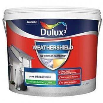 Dulux Weathershield Smooth Masonry Paint Pure Brilliant White 10L